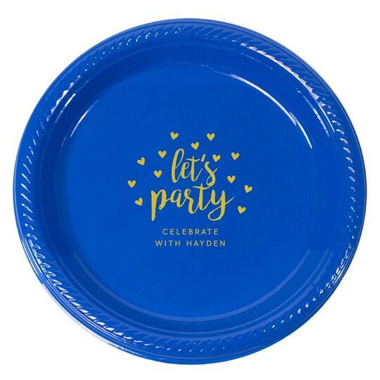 Confetti Hearts Let's Party Plastic Plates
